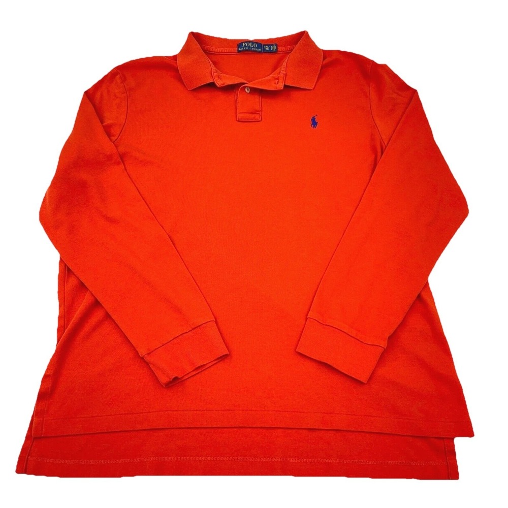 Ralph Lauren Polo Shirt Men XXL Orange Soft Touch Pima Cotton Golf Rugby Adult *